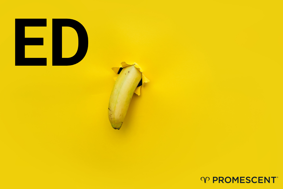 Image of a banana facing downward, representing ED.