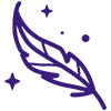 Feather with sparkles around it